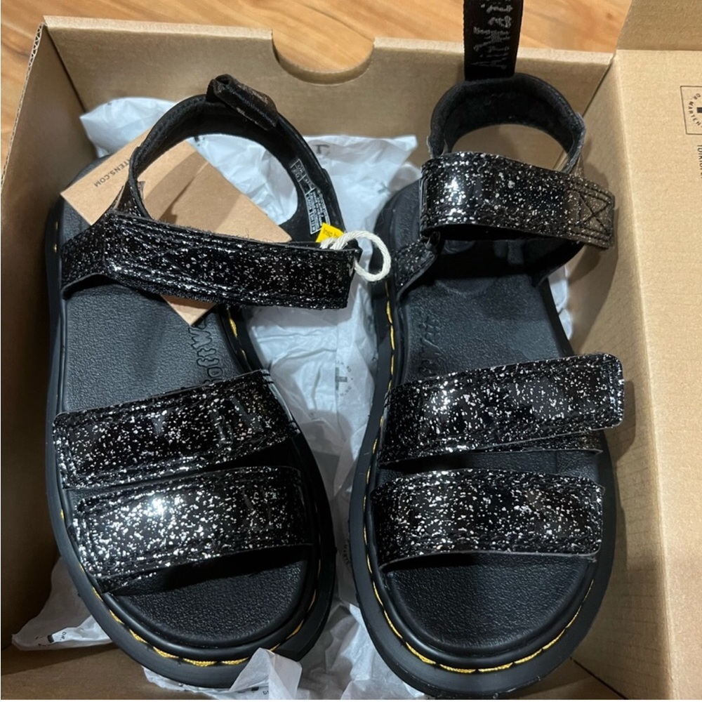 Girls Dr Marten Klaire Sandal Sparkle Black 11 toddler